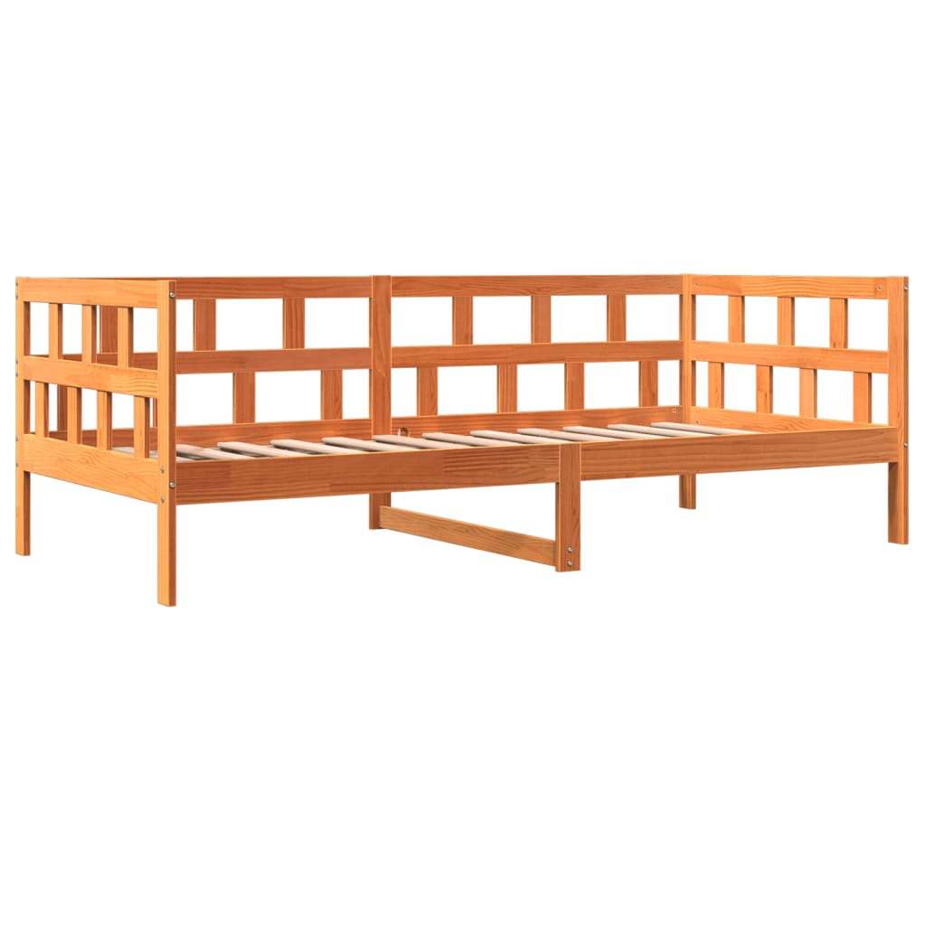 vidaXL Sofá cama de madera maciza de pino marrón cera 80x200 cm