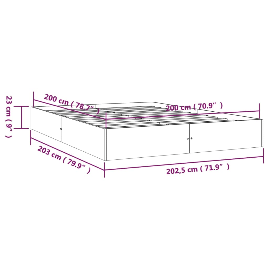 vidaXL Estructura de cama madera maciza blanca 200x200 cm