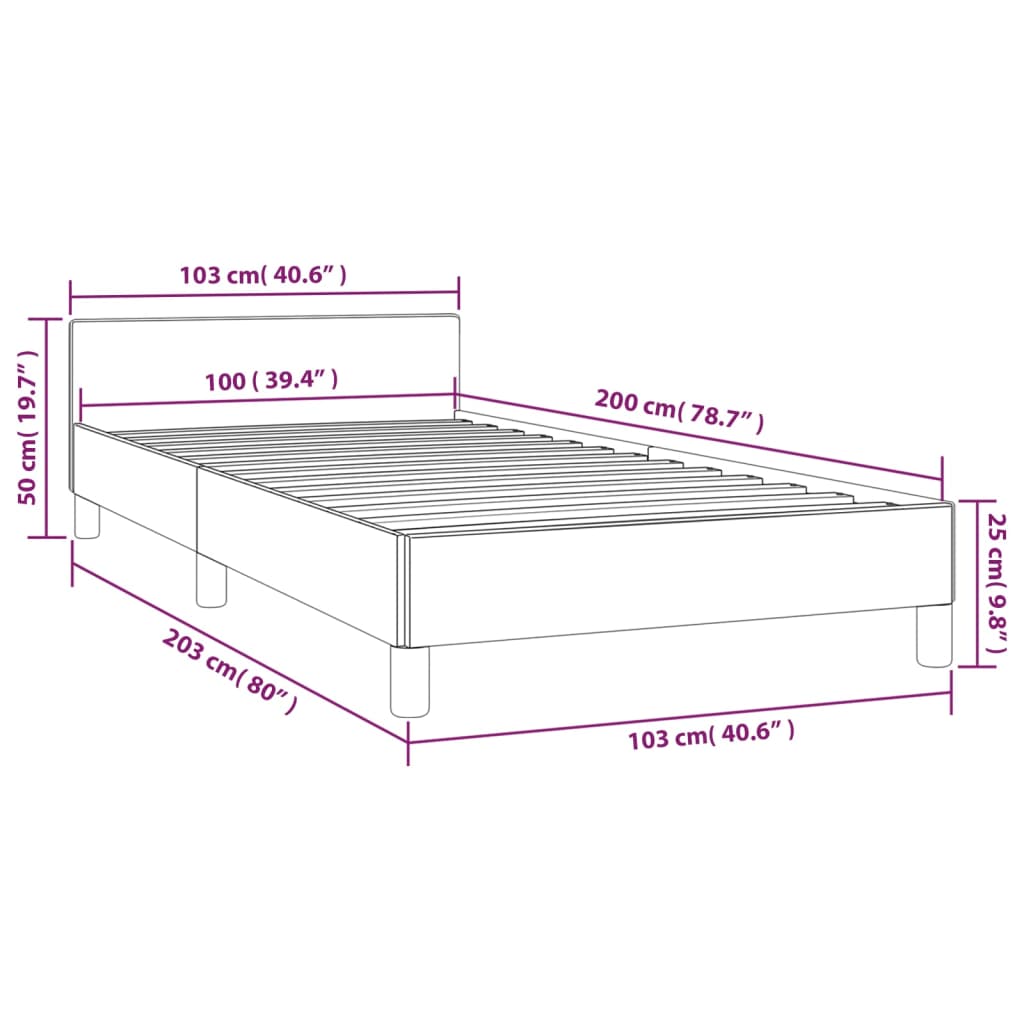 vidaXL Estructura de cama sin colchón tela gris claro 90x200 cm