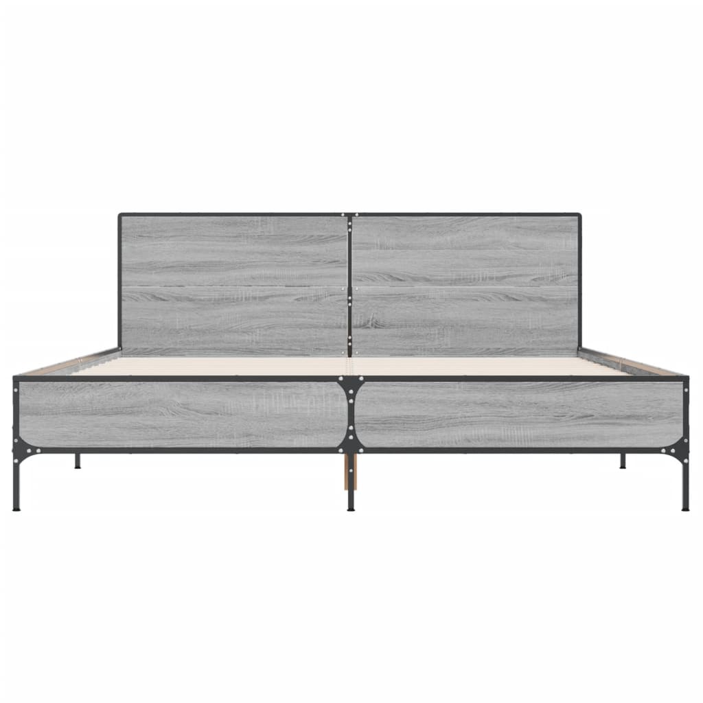 vidaXL Estructura cama madera ingeniería metal gris Sonoma 140x200 cm