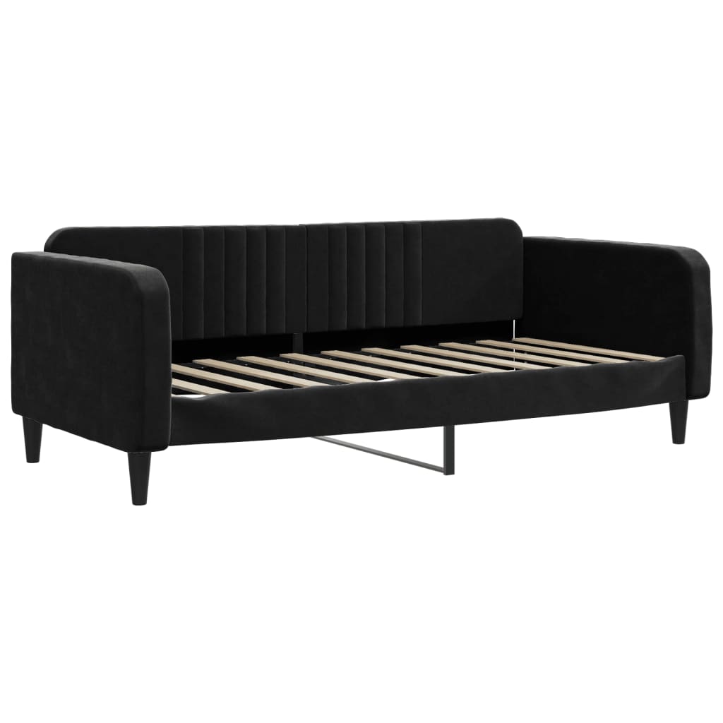 vidaXL Sofá cama con colchón terciopelo negro 90x190 cm