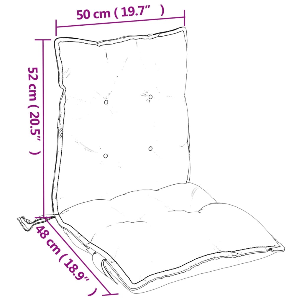 vidaXL Cojines de silla de respaldo bajo 2 uds tela de cuadros