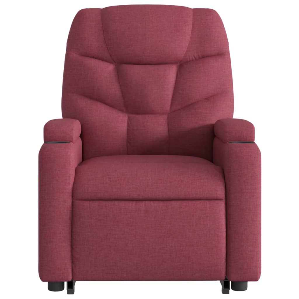 vidaXL Sillón reclinable de masaje elevable tela rojo tinto