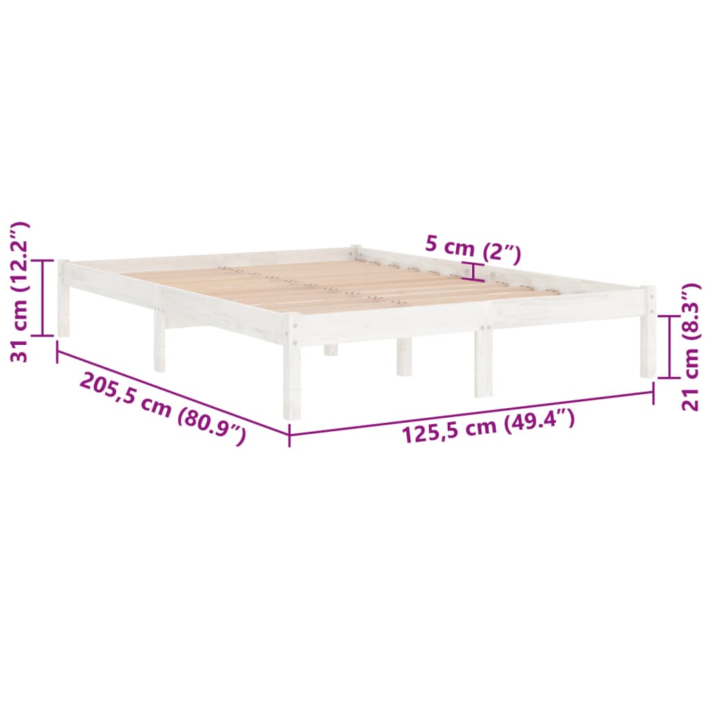 vidaXL Estructura de cama madera maciza de pino blanco 120x200 cm