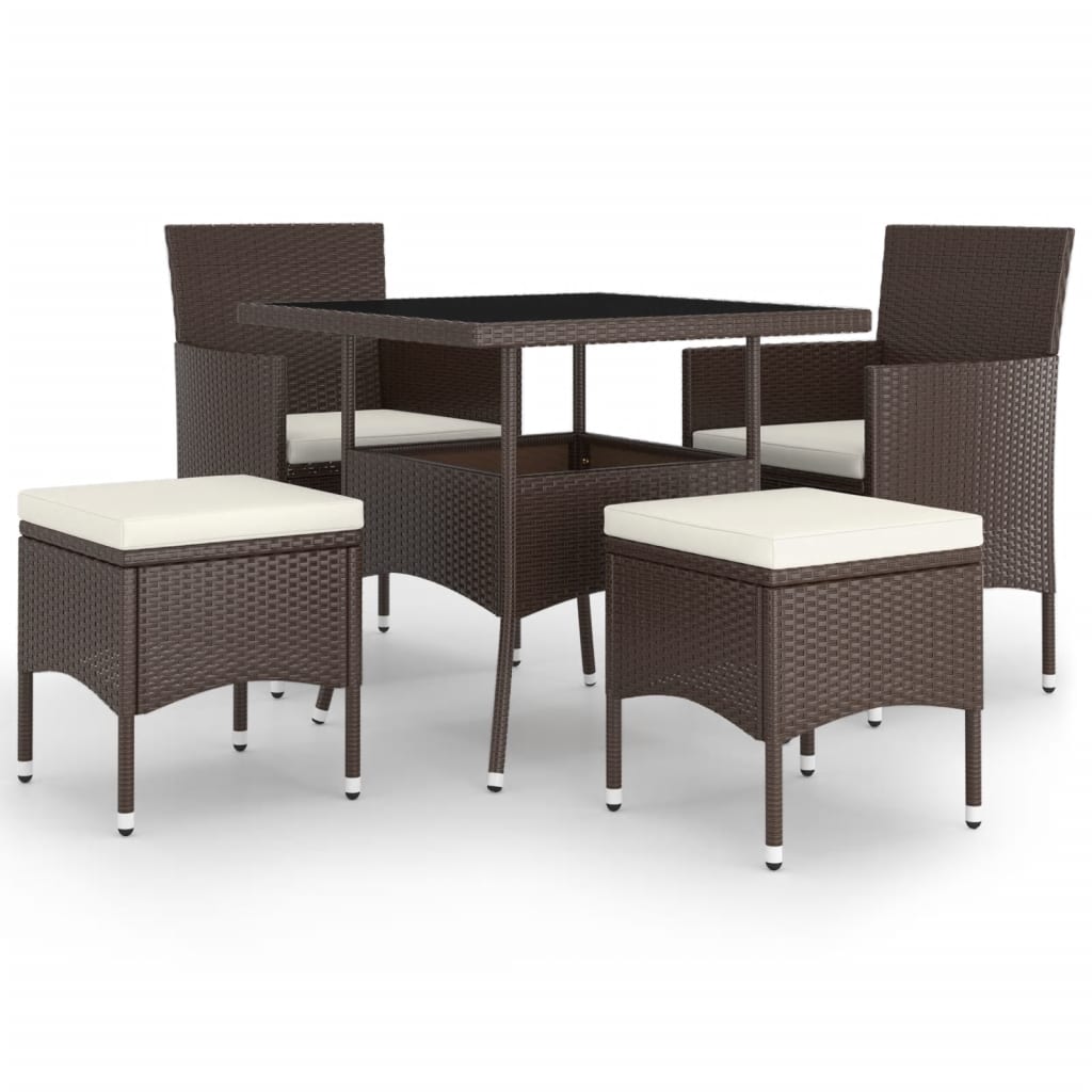 vidaXL Juego de comedor jardín 5 pzas ratán sintético marrón