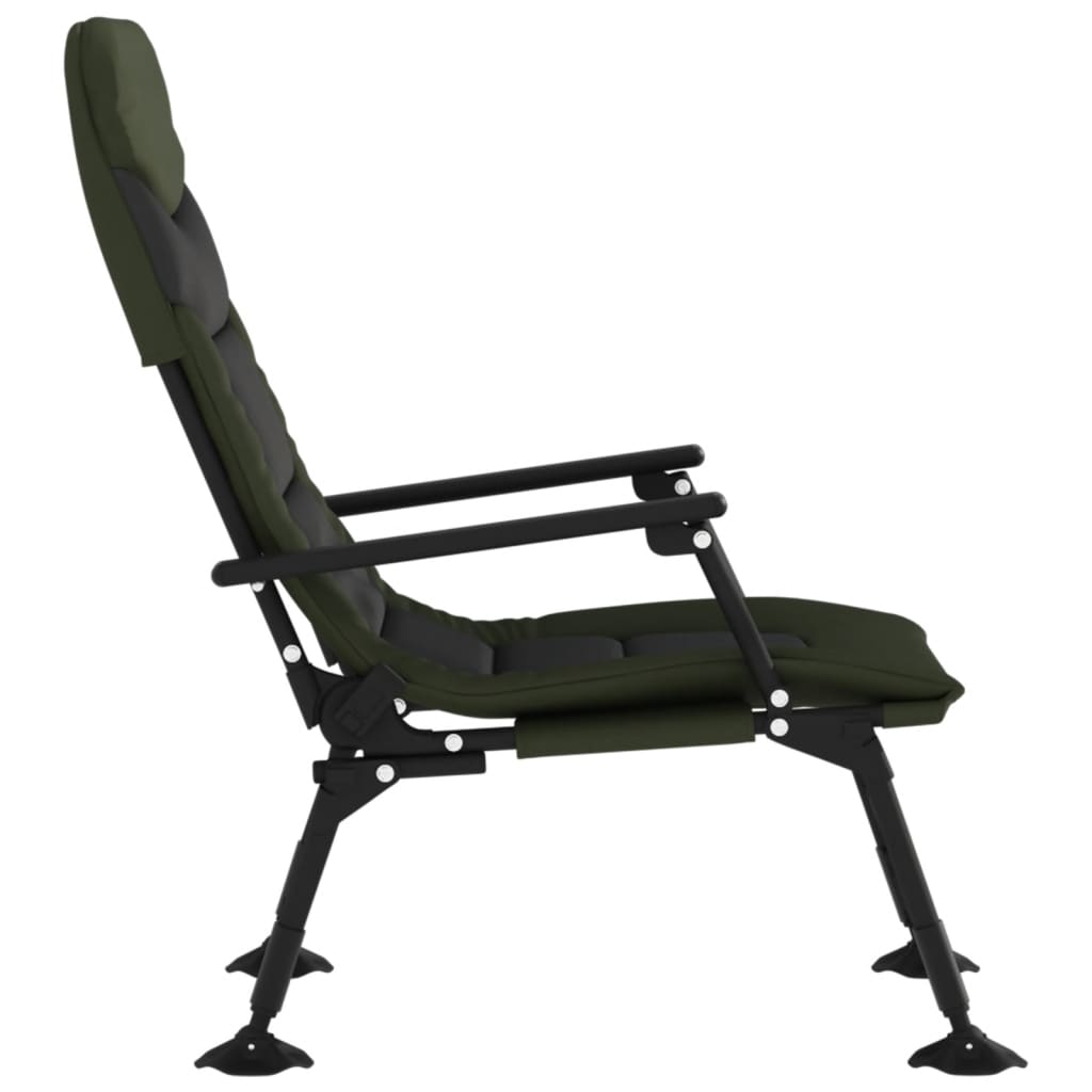 vidaXL Silla de pesca con reposabrazos plegable verde