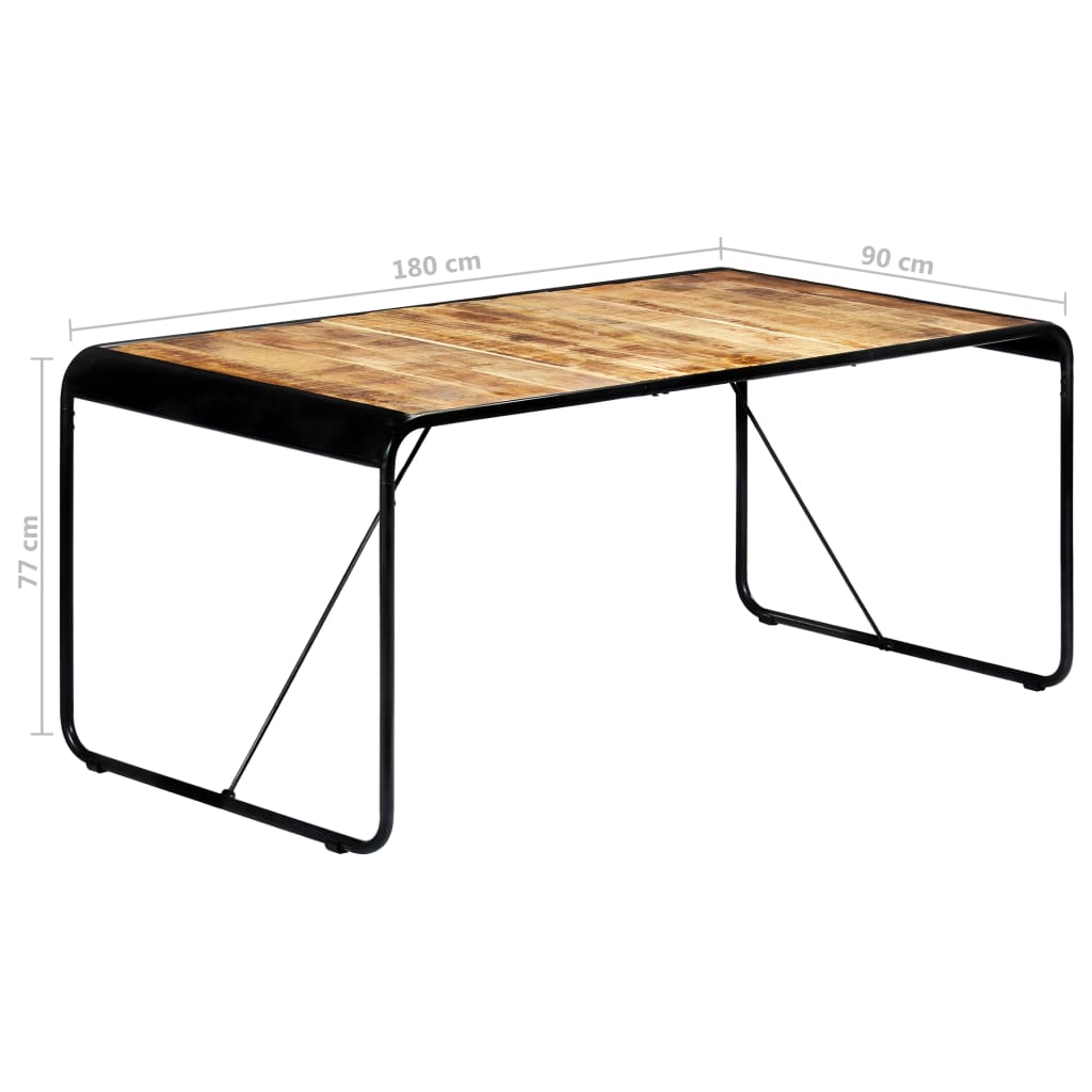 vidaXL Mesa de comedor de madera maciza de mango rugosa 180x90x76 cm