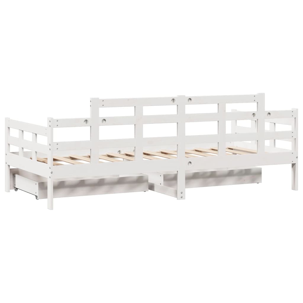 vidaXL Sofá cama con cajones madera maciza de pino blanca 80x200 cm