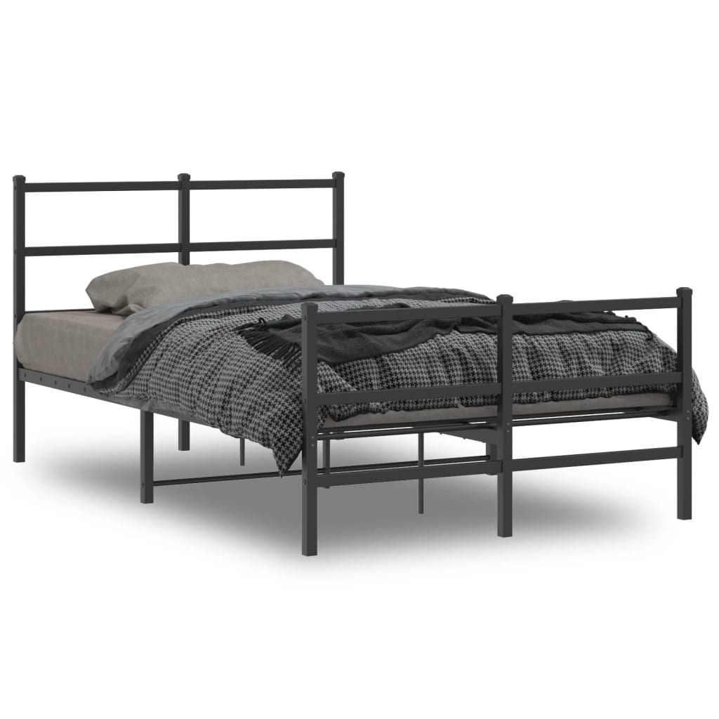 vidaXL Estructura cama sin colchón con estribo metal negro 120x190 cm