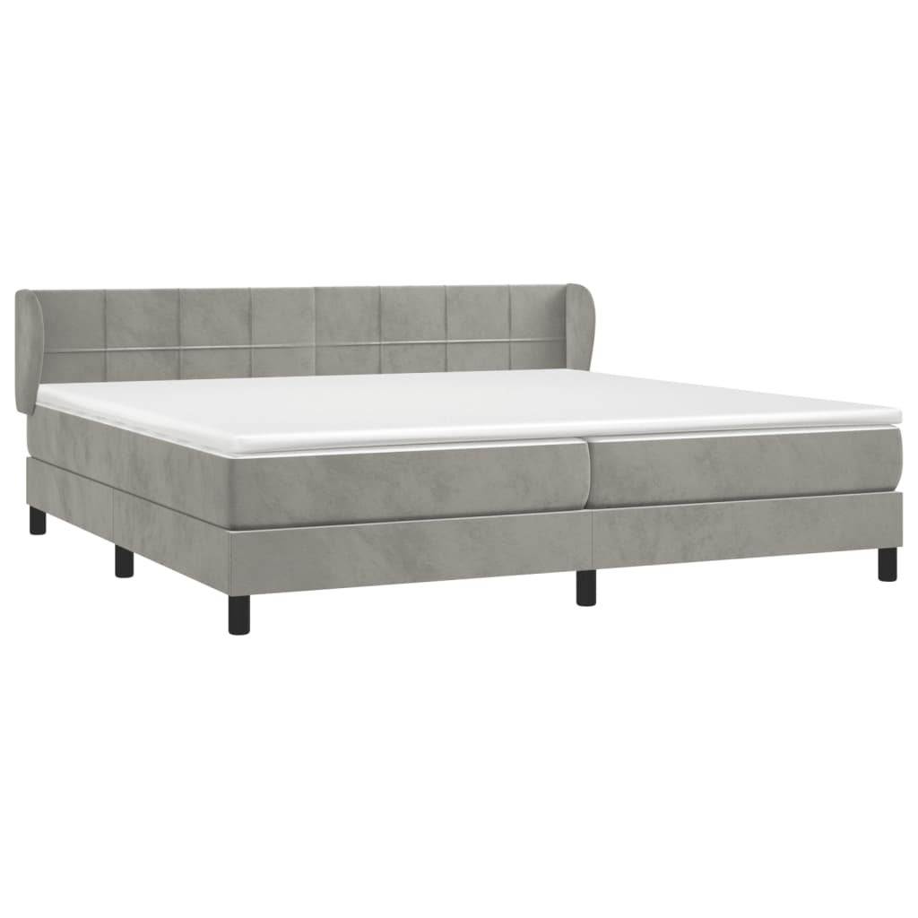 vidaXL Cama box spring con colchón terciopelo gris claro 200x200 cm