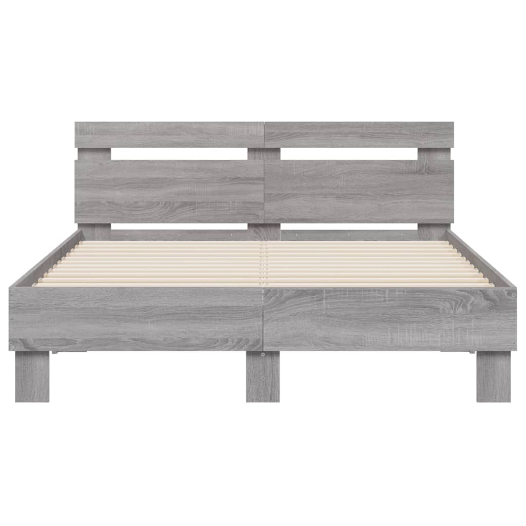 vidaXL Cama con cabecero madera de ingeniería gris Sonoma 120x200 cm