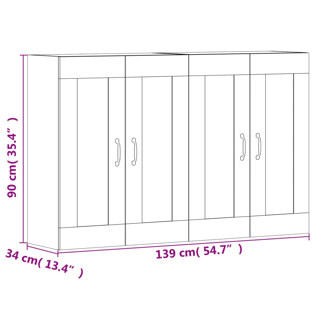 vidaXL Armarios de pared 2 uds madera de ingeniería blanco brillante