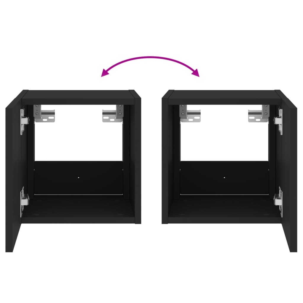 vidaXL Mueble de TV de pared con luces LED negro 30,5x35x30 cm