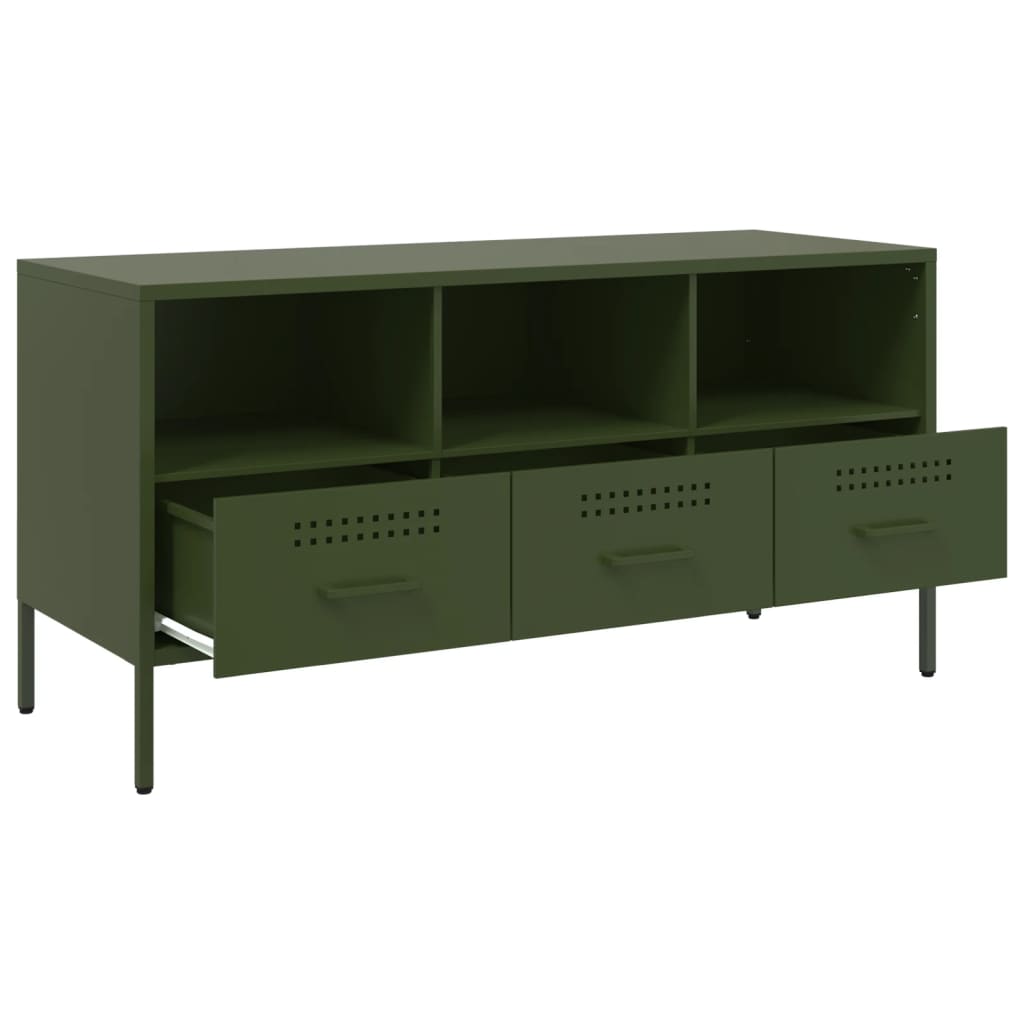 vidaXL Mueble para TV acero verde oliva 100,5x39x50,5 cm