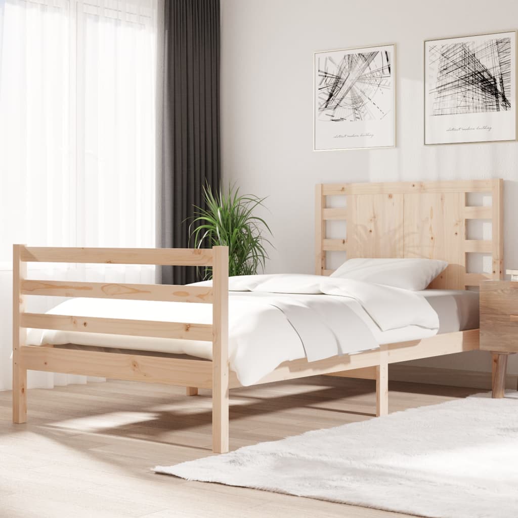 vidaXL Estructura de cama madera maciza de pino 75x190 cm