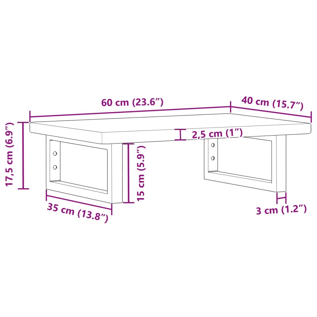 vidaXL Estante de lavabo de pared de acero y madera maciza de roble