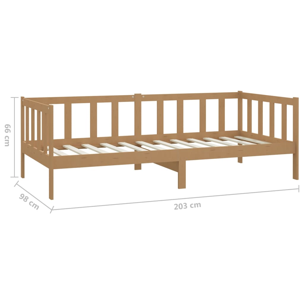 vidaXL Sofá cama con cajones madera pino maciza miel 90x200 cm