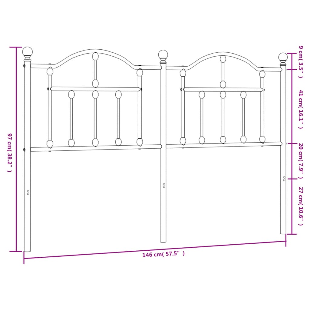 vidaXL Cabecero de metal blanco 140 cm