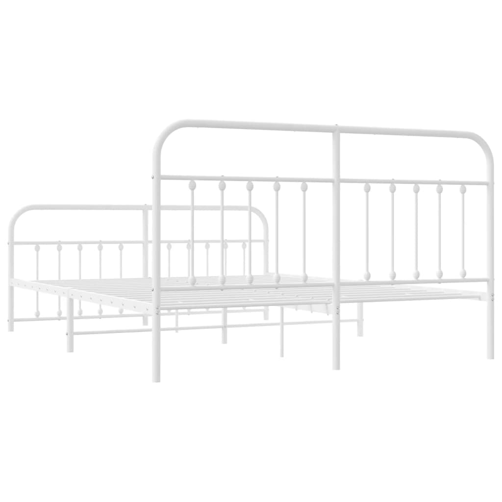 vidaXL Estructura cama sin colchón con estribo metal blanco 183x213 cm