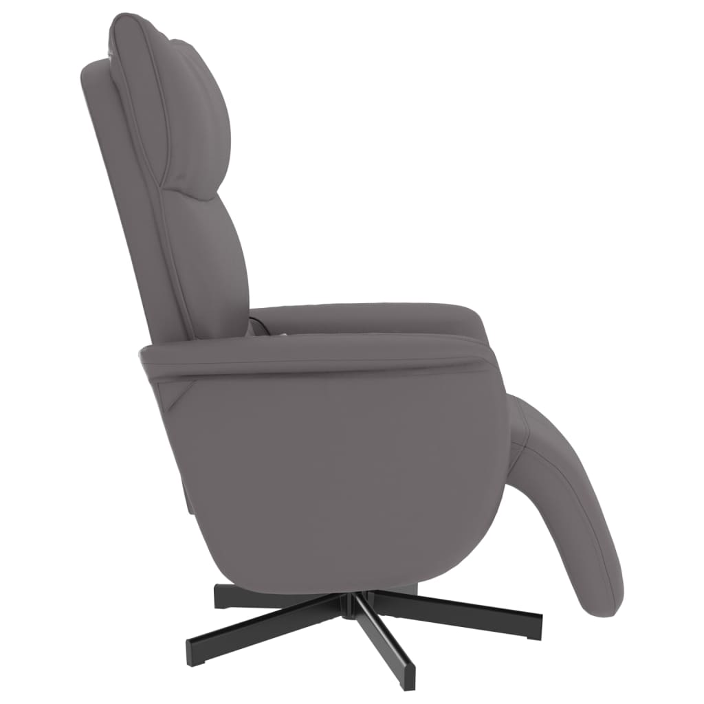 vidaXL Sillón reclinable de masaje con reposapiés cuero sintético gris