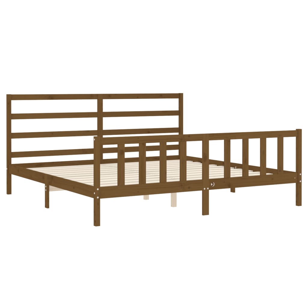 vidaXL Estructura cama y cabecero madera maciza marrón miel 200x200 cm