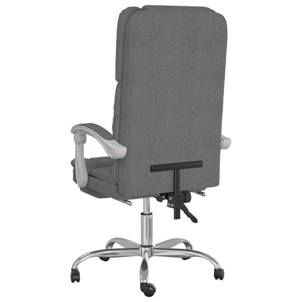 vidaXL Silla de oficina reclinable con masaje de tela gris oscuro