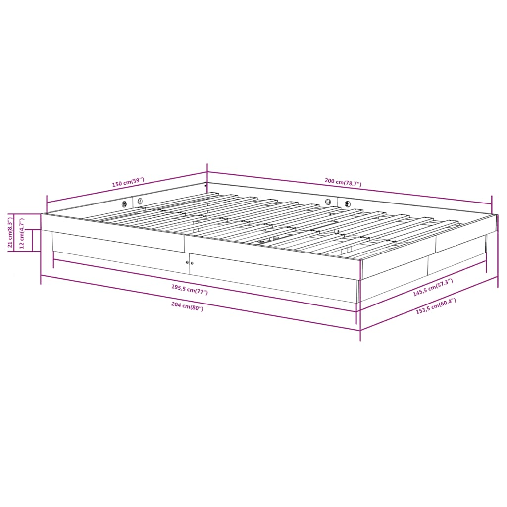 vidaXL Estructura de cama madera maciza 150x200 cm