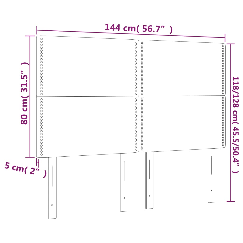 vidaXL Cabeceros 4 unidades tela gris taupe 72x5x78/88 cm