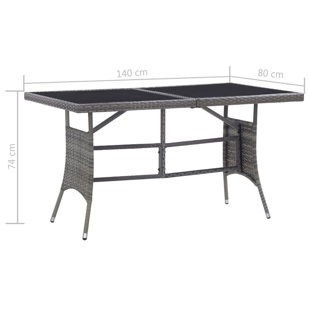 vidaXL Set comedor jardín 7 pzas ratán sintético gris antracita y gris