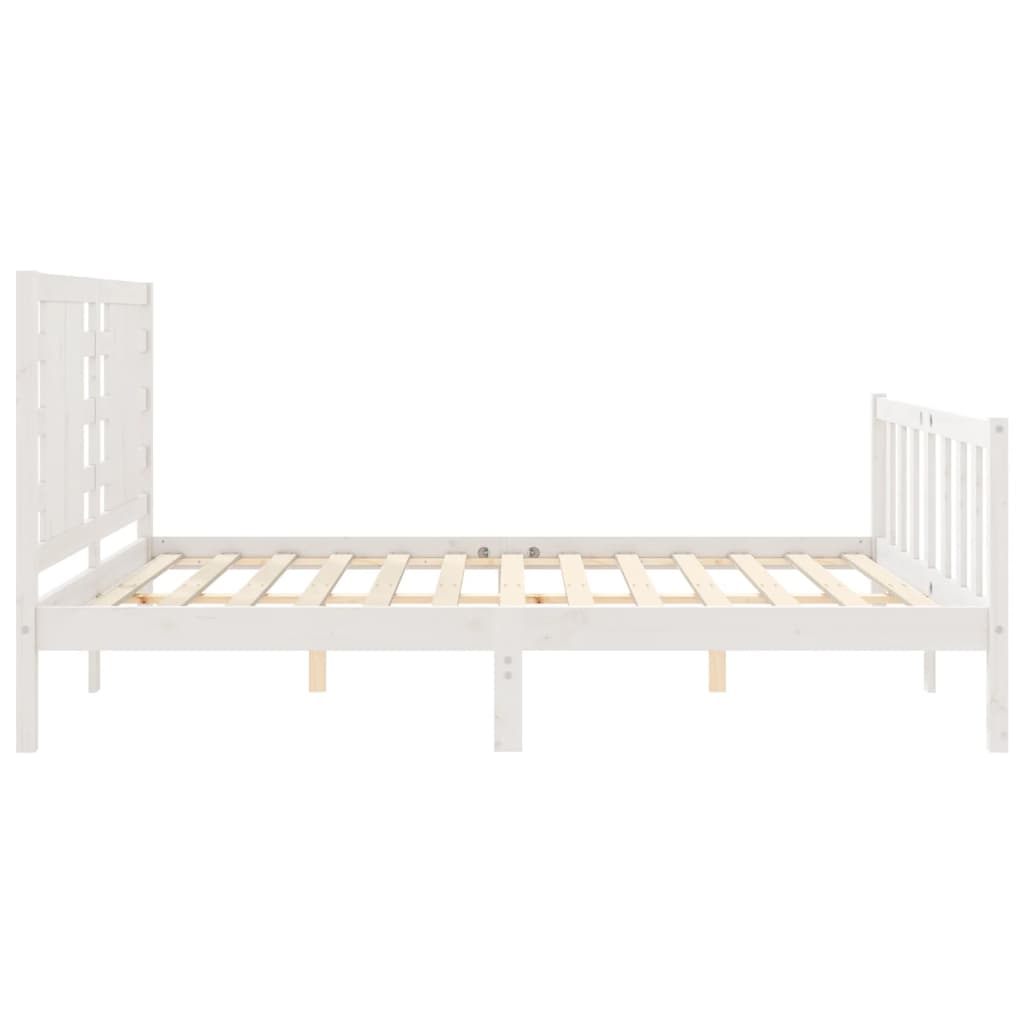 vidaXL Estructura de cama con cabecero madera maciza blanco 160x200 cm