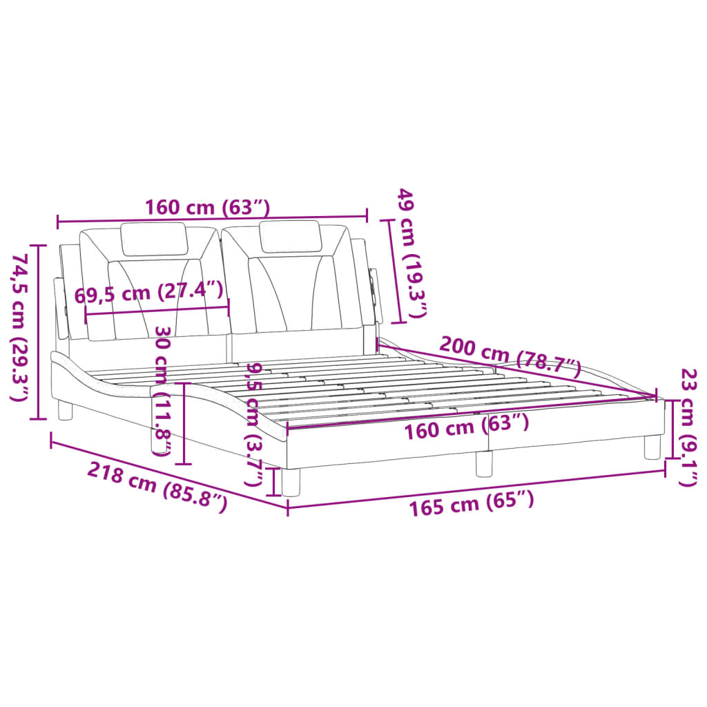 vidaXL Estructura de cama sin colchón cuero sintético blanco 160x200cm