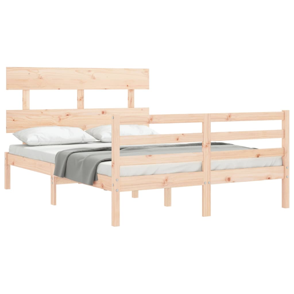 vidaXL Estructura de cama con cabecero madera maciza 140x200 cm