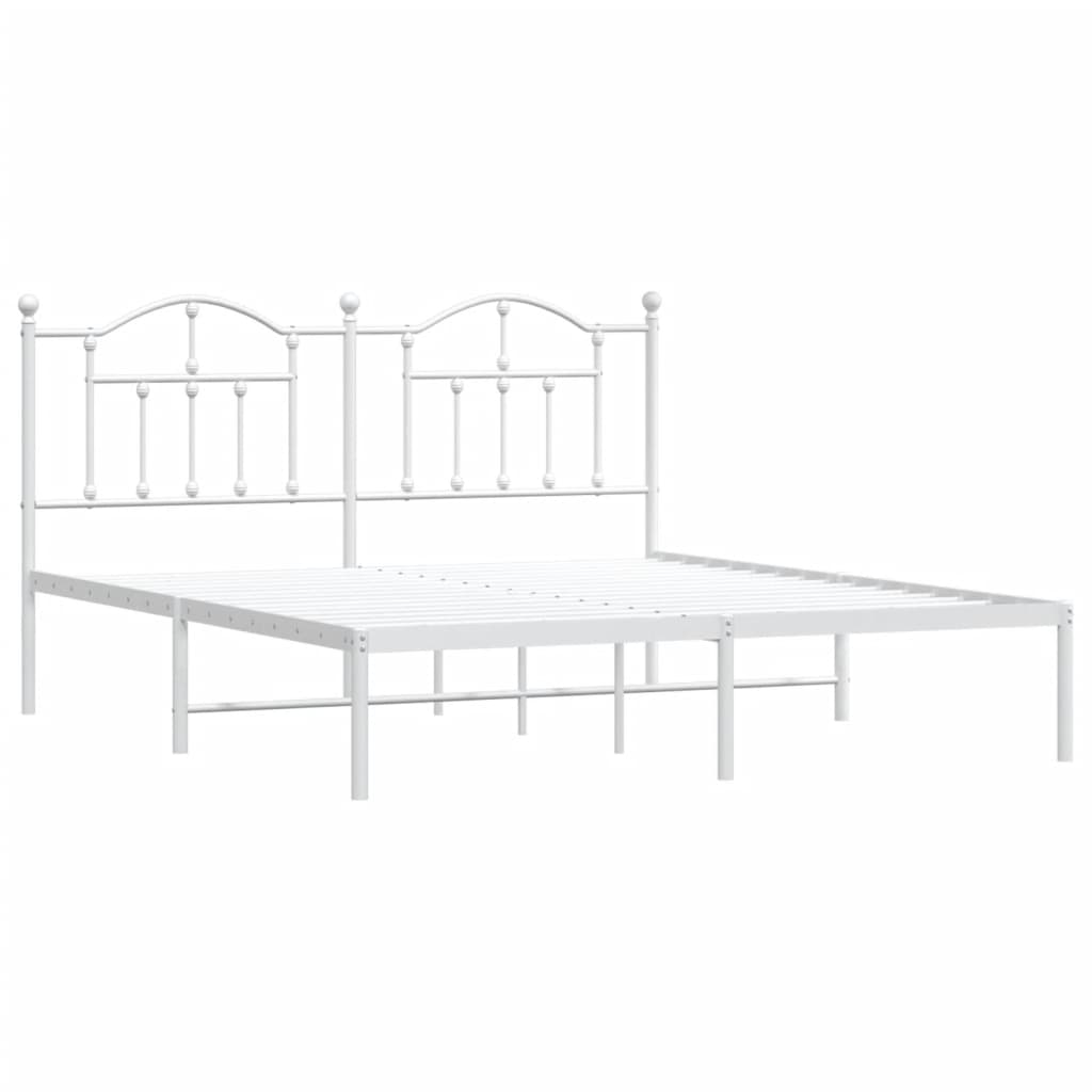 vidaXL Estructura cama sin colchón con cabecero metal blanco 160x200cm