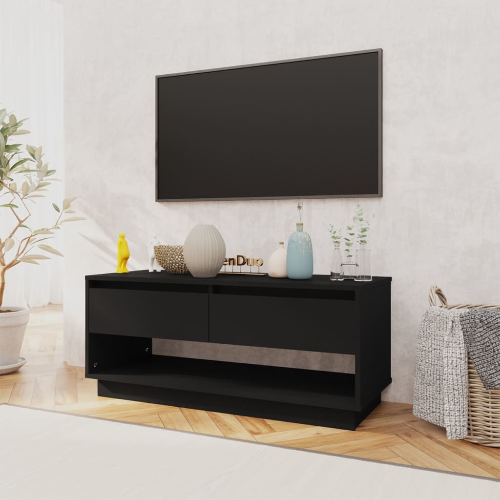 vidaXL Mueble para TV madera contrachapada negro 102x41x44 cm