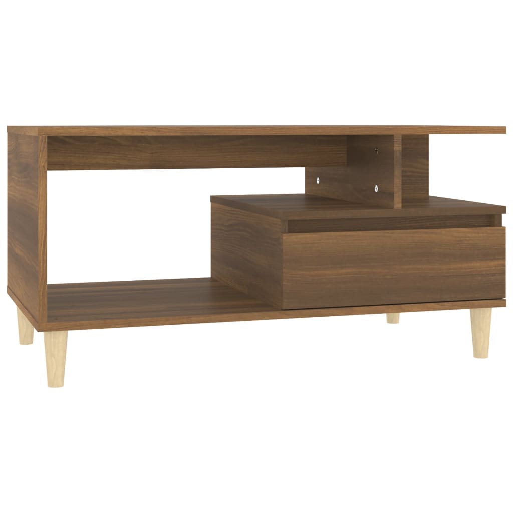 vidaXL Mesa de centro madera contrachapada roble marrón 90x49x45 cm