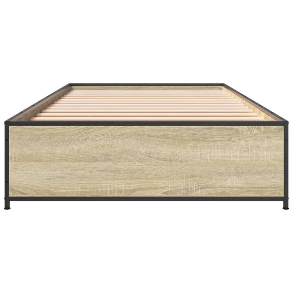 vidaXL Estructura cama madera ingeniería metal roble Sonoma 90x200 cm