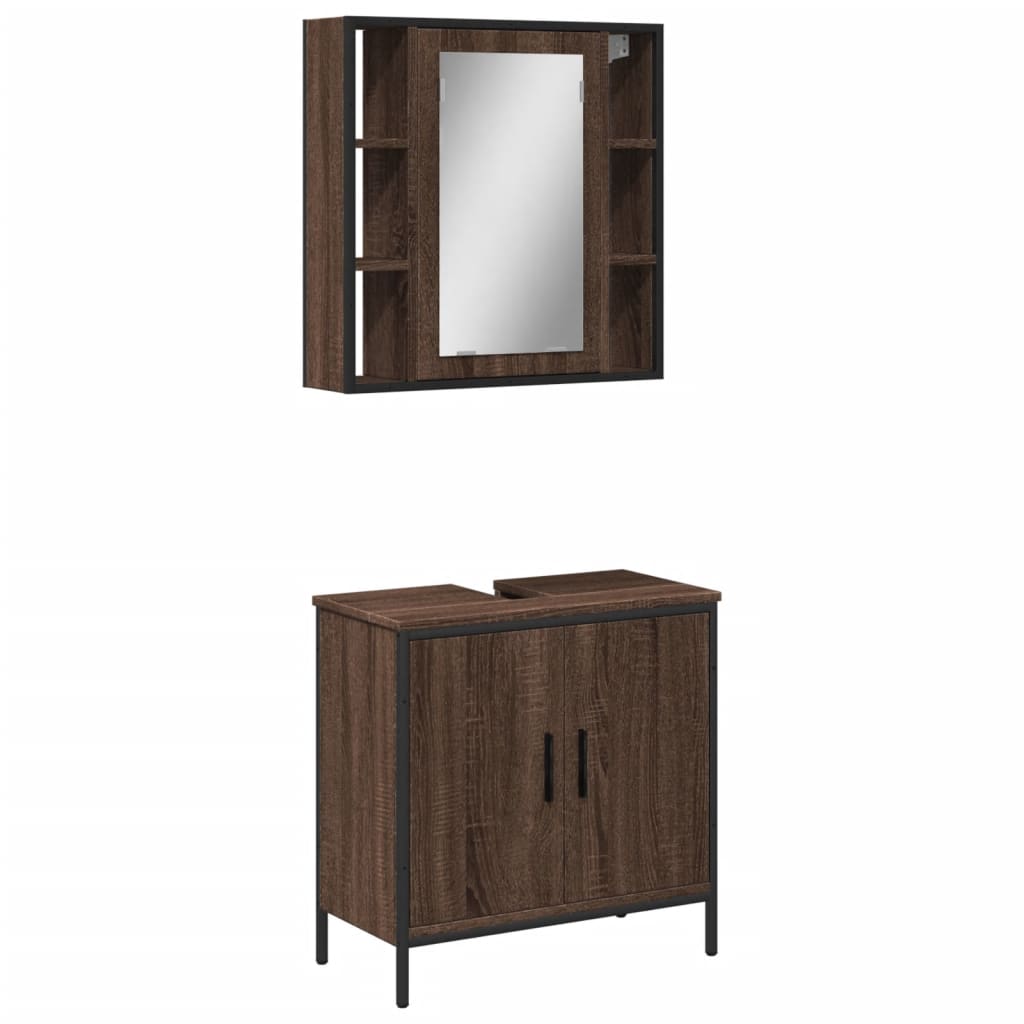 vidaXL Set de muebles baño 2 pzas madera contrachapada marrón roble