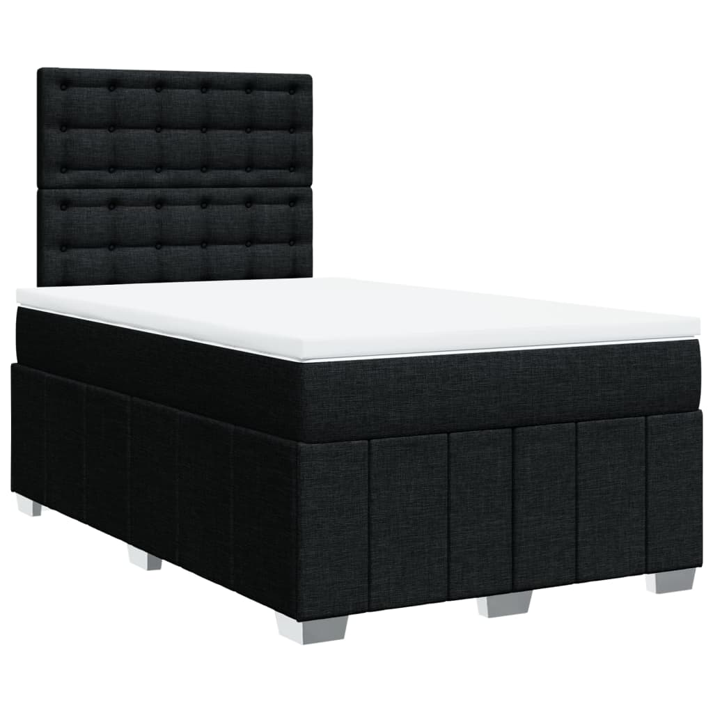 vidaXL Cama box spring con colchón tela negro 120x200 cm