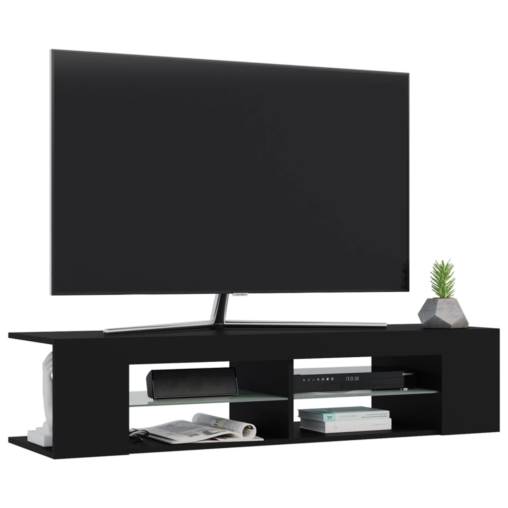 vidaXL Mueble de TV con luces LED negro 135x39x30 cm