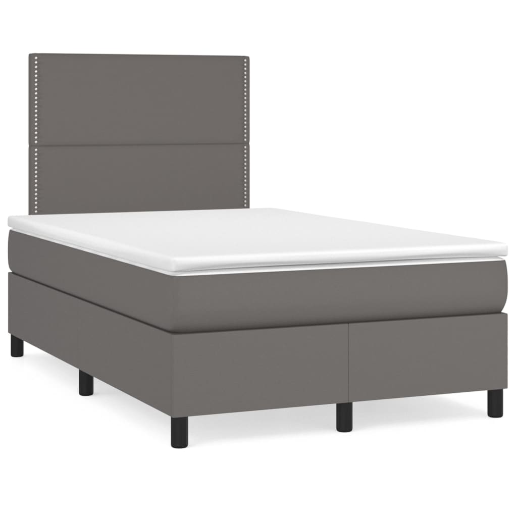 vidaXL Cama box spring con colchón LED cuero sintético gris 120x190 cm