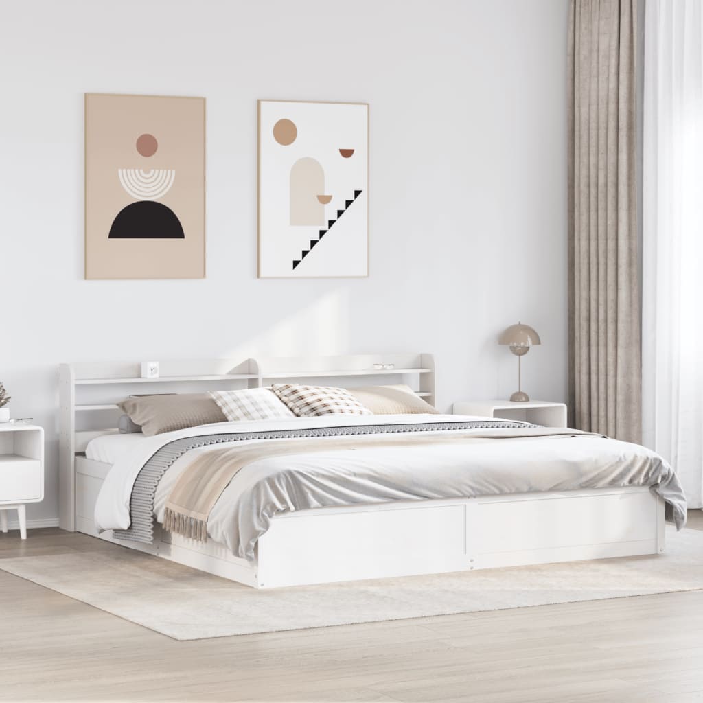 vidaXL Estructura de cama con cabecero madera de pino blanco 200x200cm