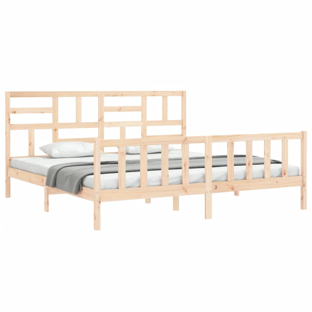 vidaXL Estructura de cama de matrimonio con cabecero madera maciza