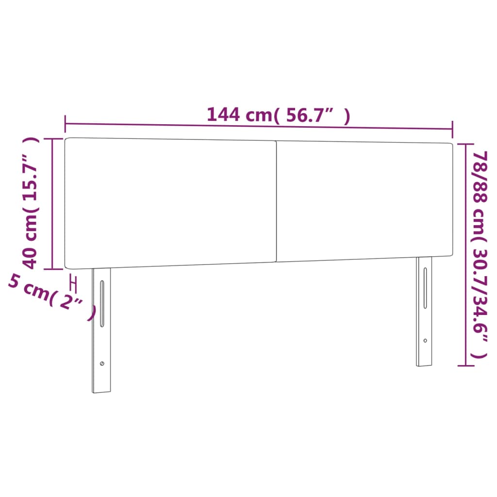 vidaXL Cabeceros 2 unidades terciopelo gris claro 72x5x78/88 cm