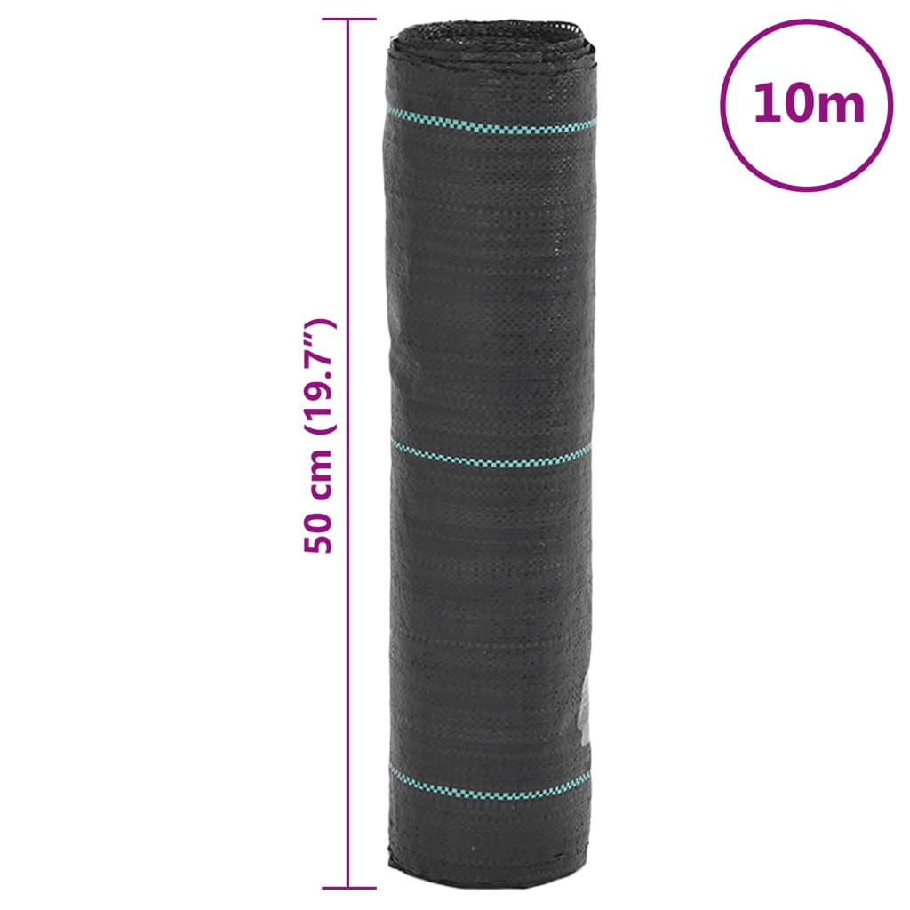 vidaXL Membrana para malezas PP negra 0,5x10 m