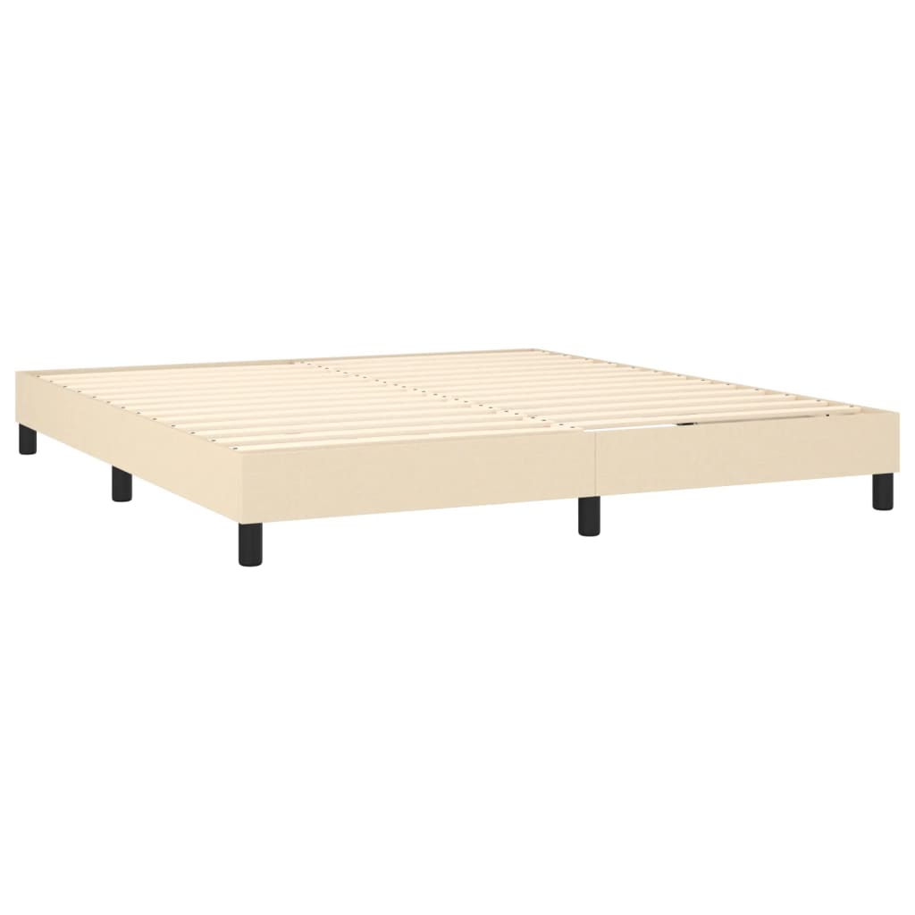 vidaXL Cama box spring con colchón tela color crema 160x200 cm