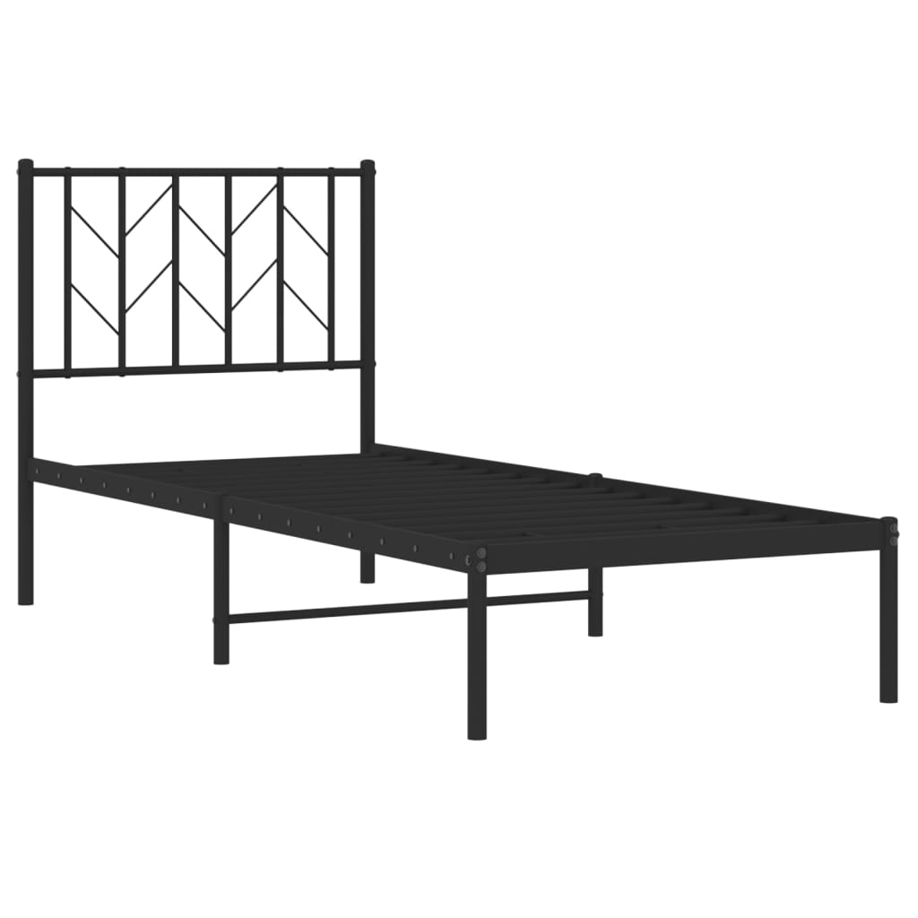 vidaXL Estructura de cama con cabecero metal negro 75x190 cm