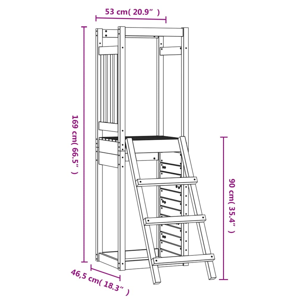 vidaXL Parque infantil de madera maciza Douglas 53x46,5x169 cm