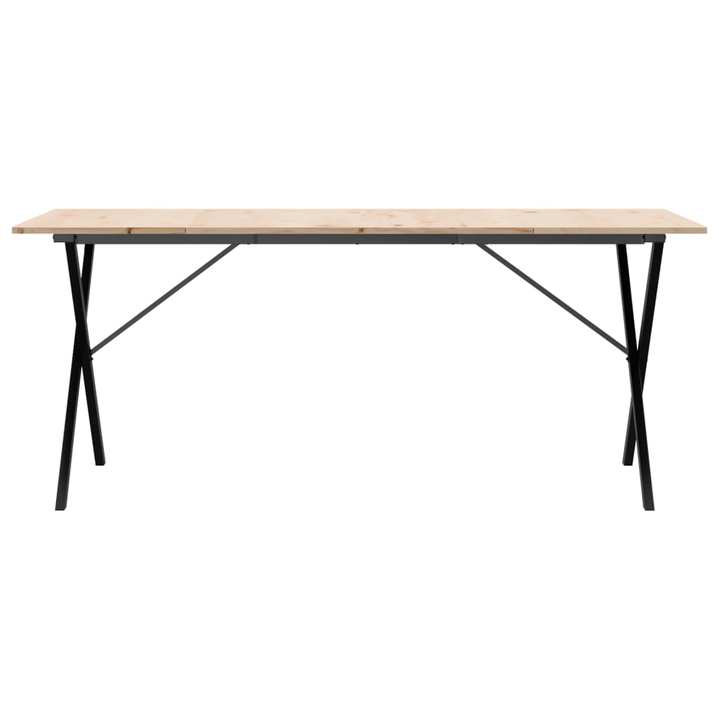 vidaXL Mesa de comedor marco X madera maciza pino y hierro 180x90x75cm