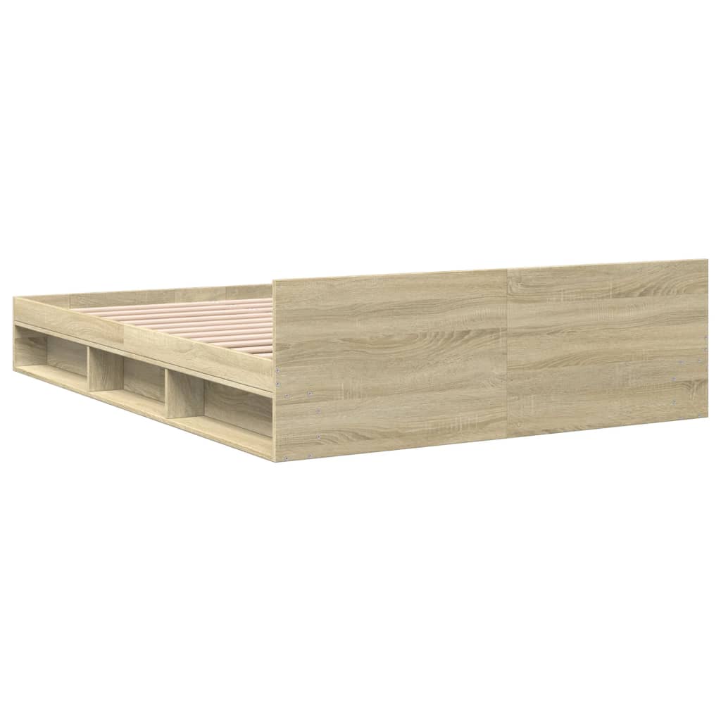 vidaXL Cama con cajones madera ingeniería roble Sonoma 140x190 cm