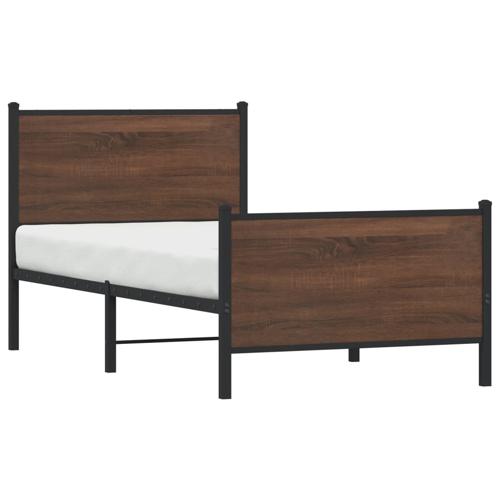 vidaXL Estructura de cama sin colchón metal marrón roble 90x200 cm